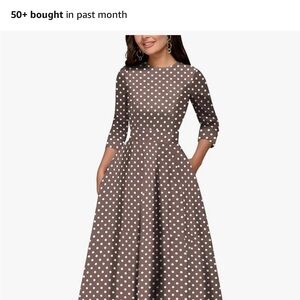 Elegant Brown Polka Dot Dress